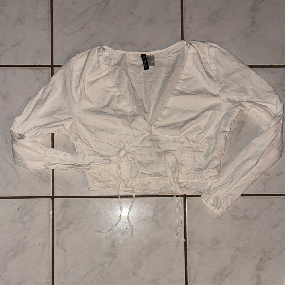 White V-Neck Women's Top